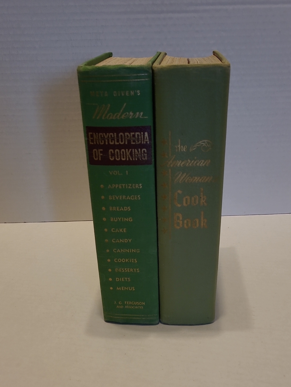 Vintage Green Cookbook Set - Modern Encyclopedia of Cooking & The American Woman
